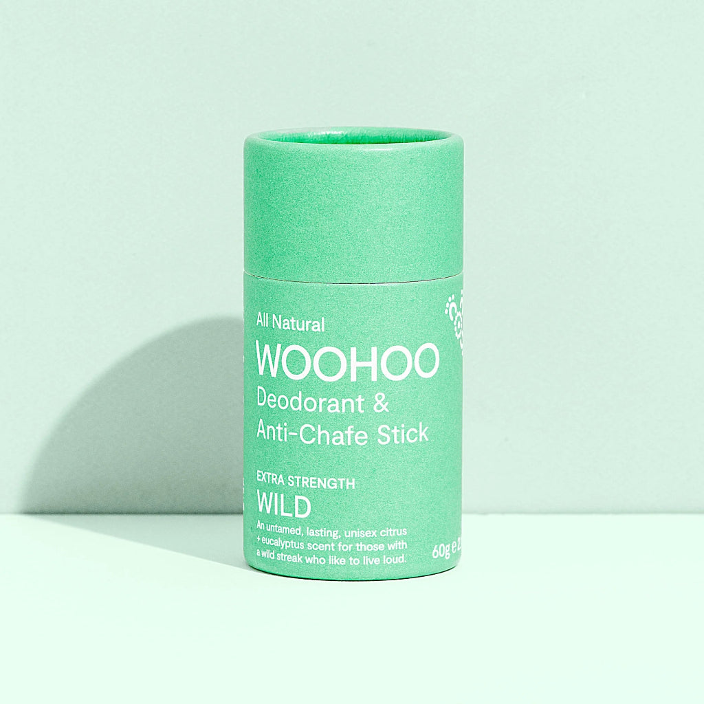 Woohoo Extra Strength Natural Deodorant Stick in Green Compostable Tube - Wild Scent