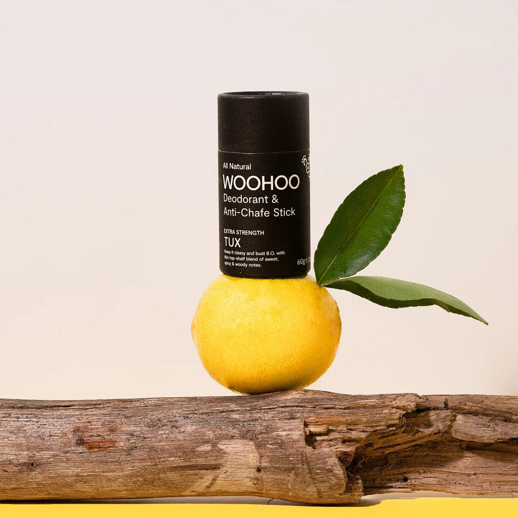Woohoo Natural Deodorant Stick in Black Compostable Tube - Tux Scent