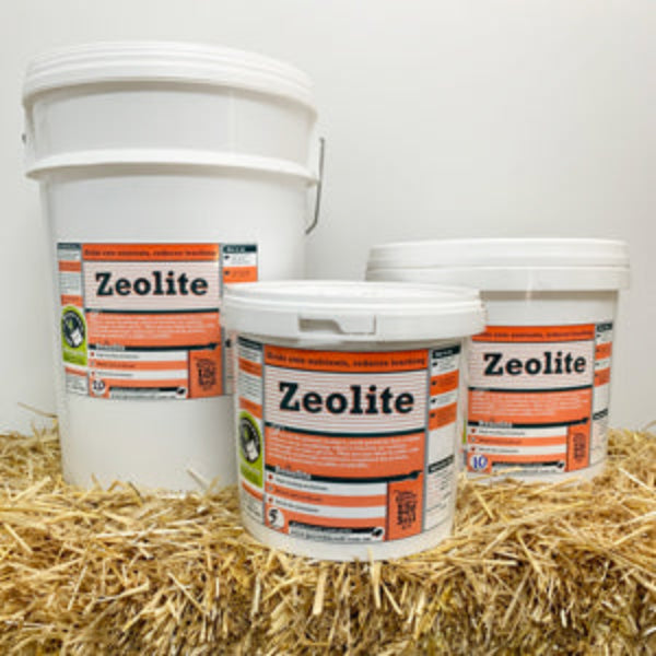Zeolite Buckets on Bed of Straw.