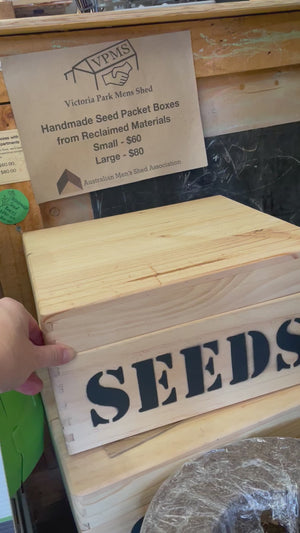 Wooden Seed Packet Organizer with Recycled Paper Dividers - Seed