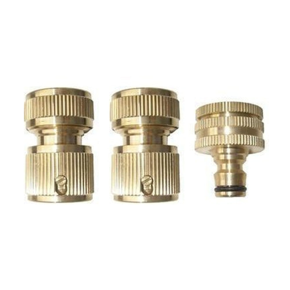 Ryset Ryset Brass 3 Piece Hose Fitting Kit 12mm Garden