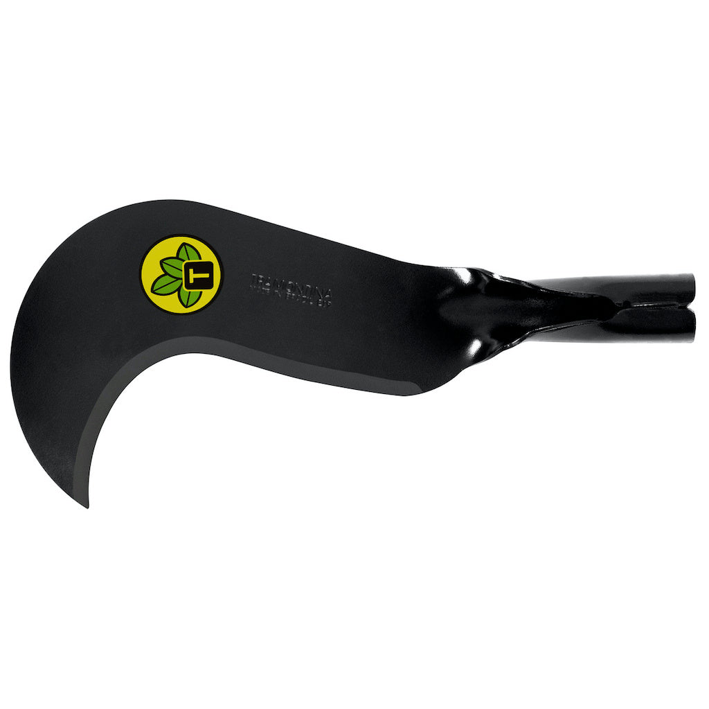 Carbon steel bill hook heavy sickle blade with Tramontina logo on a white background.