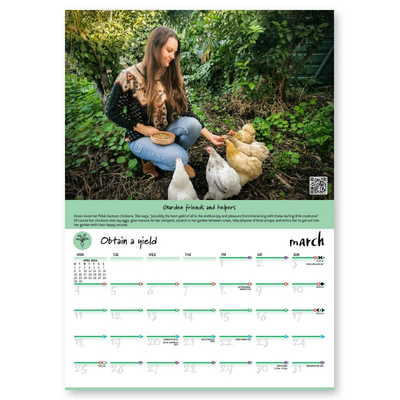March Spread from 2024 Permaculture Calendar - Obtain a Yield, Urban Revolution.