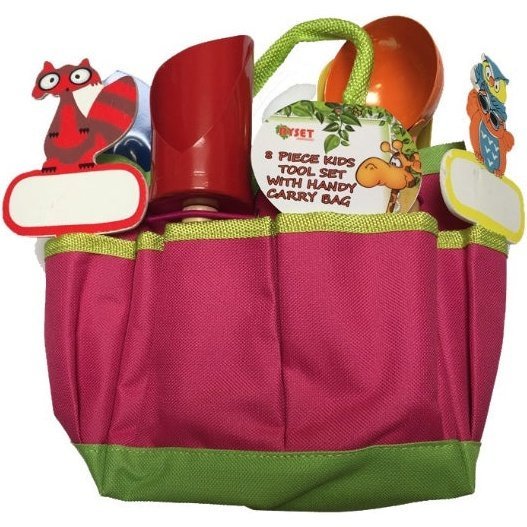 Pink Tool Bag With Set of 8 Garden Tools For Children