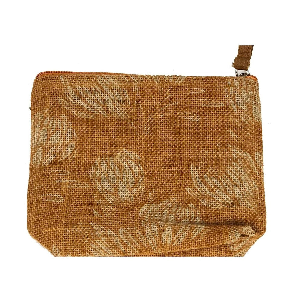 Jute Purse from Apple Green Duck - Ochre Field Protea Design