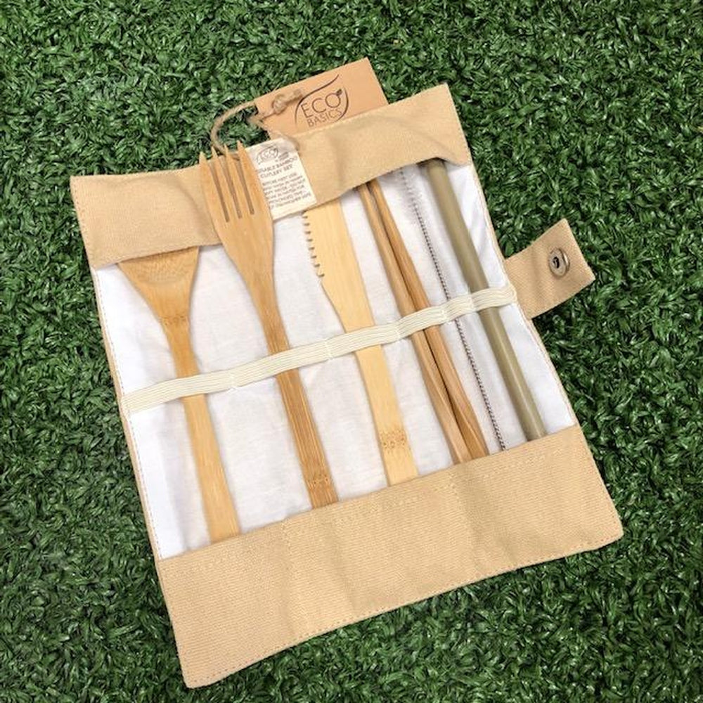 Bamboo Cutlery Set unrolled