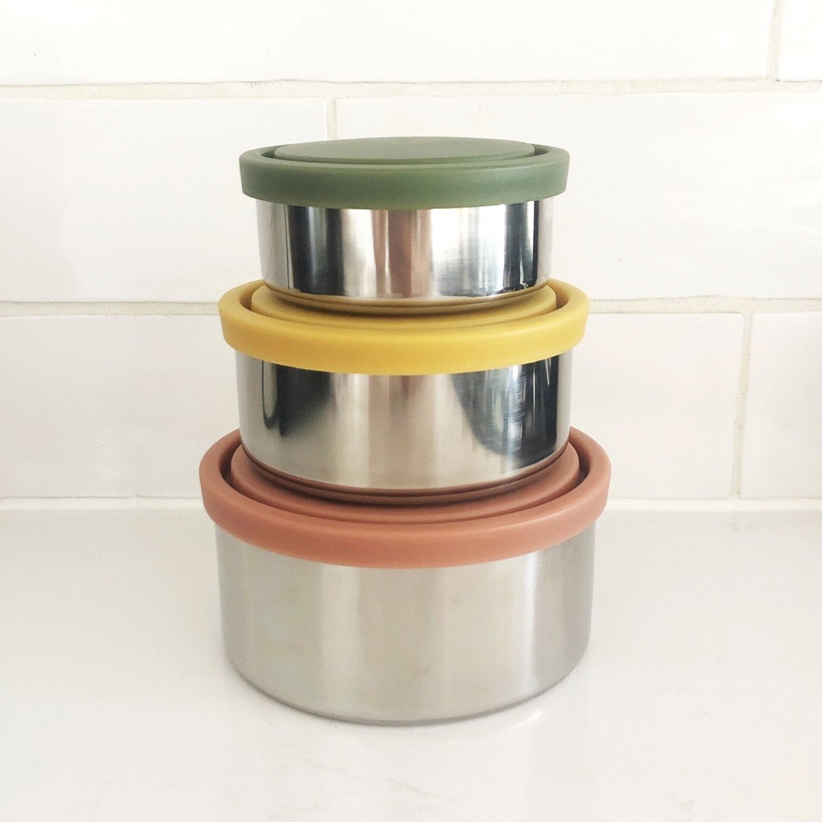Stainless Steel Round Containers  Spring Pastels Set of 3 - Urban Revolution