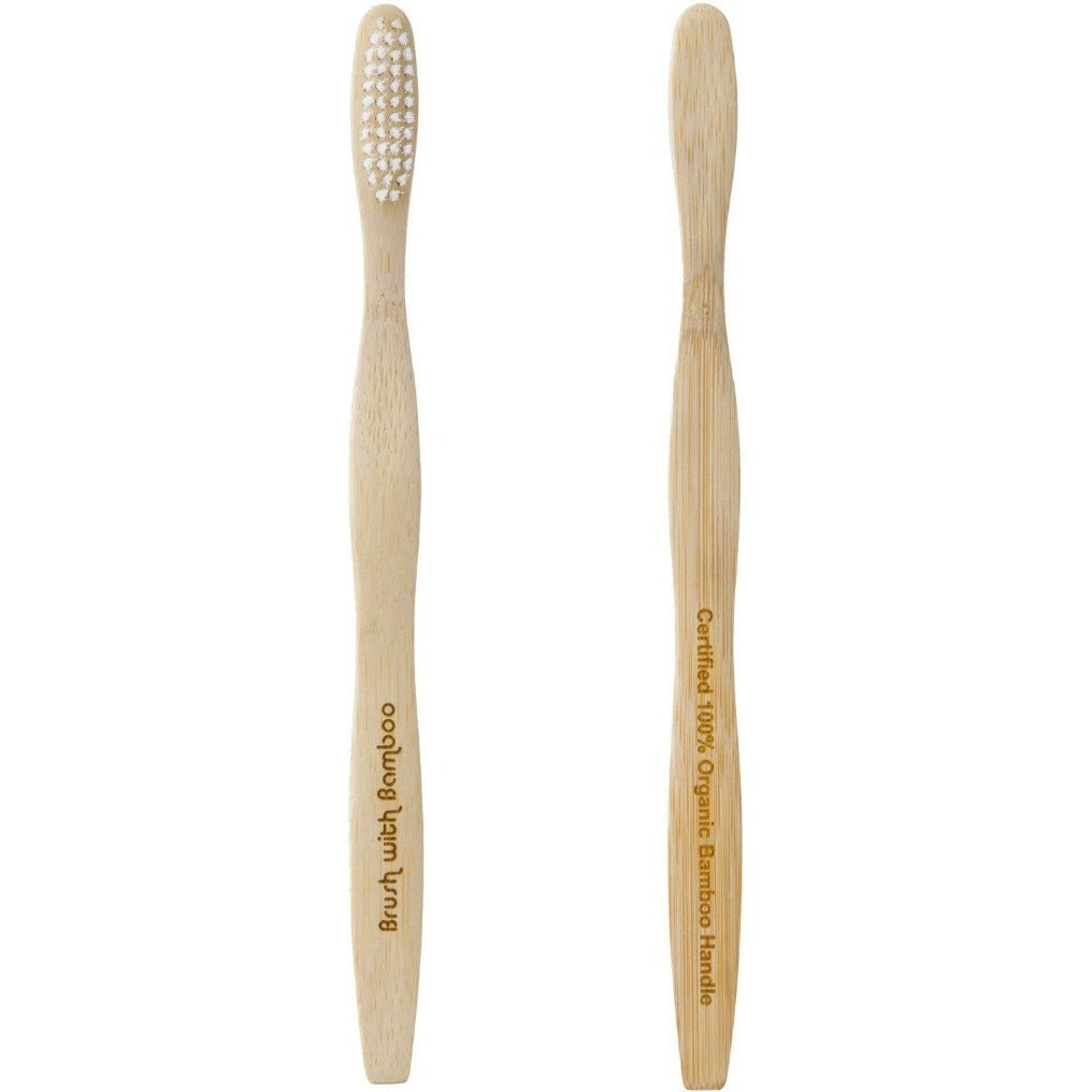 Front and Rear Views of Brush With Bamboo Toothbrushes