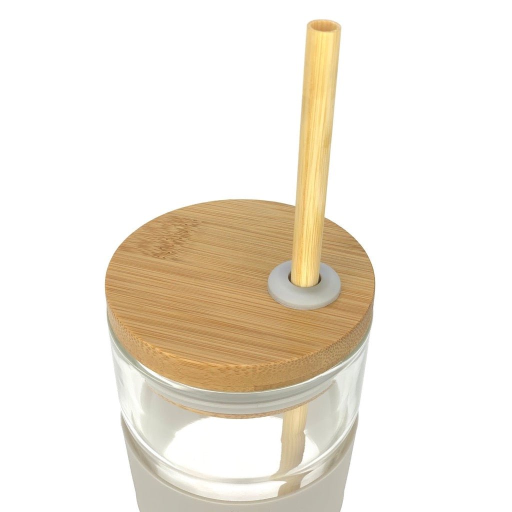 Bamboo Smoothie Lid with Straw for IOco Glass Travel Cups