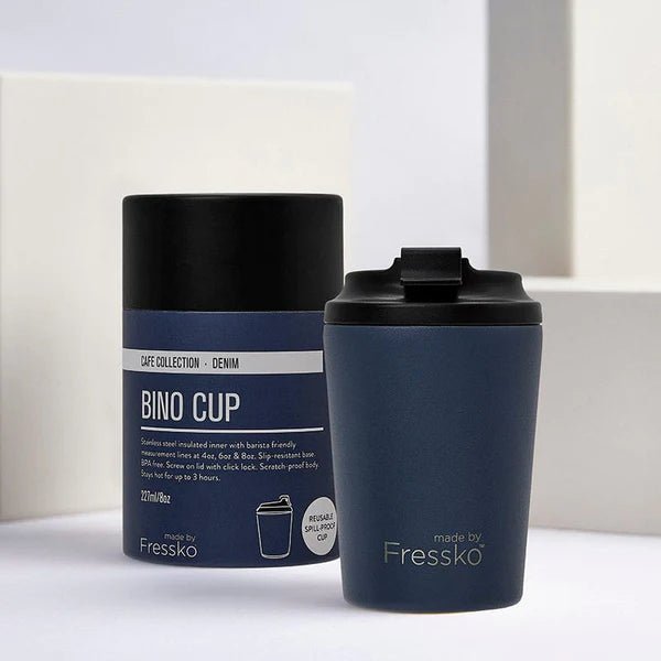 The Bino Insulated Coffee Cup, from Fressko in Denim - Urban Revolution