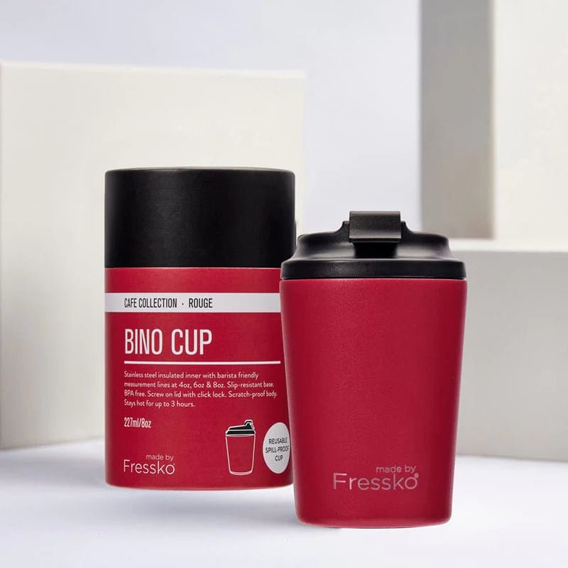 Bino Reusable Coffee Cup in Rouge by Fressko.