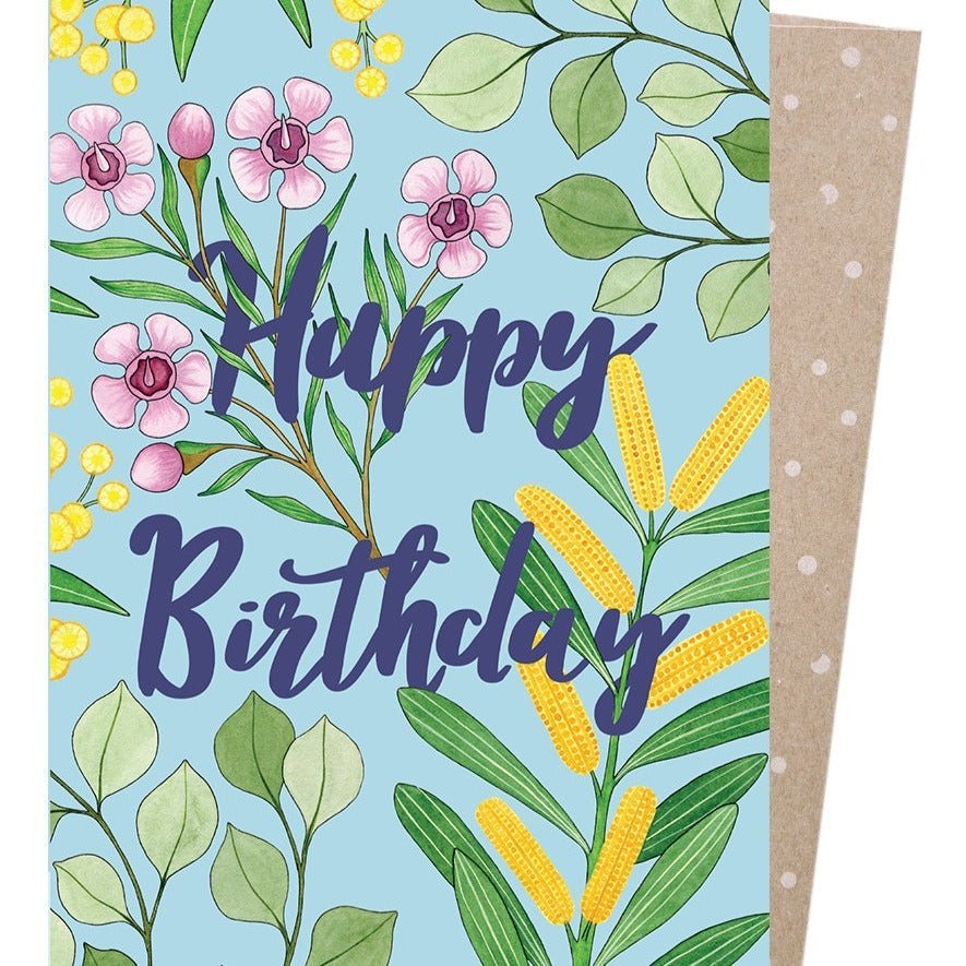 Earth Greetings Birthday Card Printed with Vegetable Inks - Birthday Blooms 
