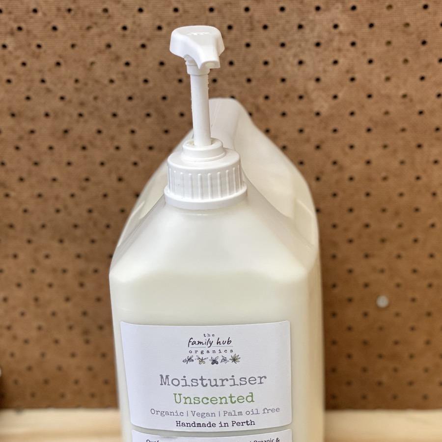 Pump bottle of bulk unscented moisturiser