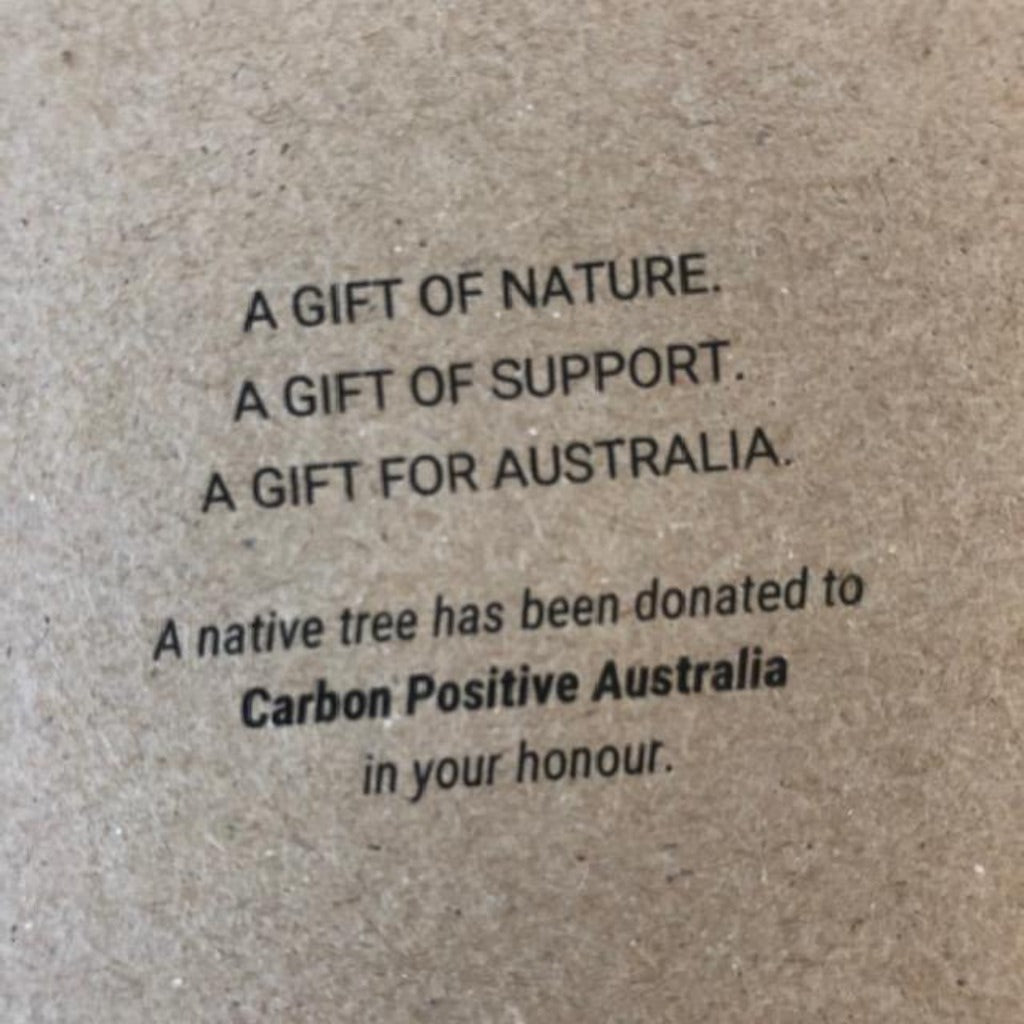 Text on the Reverse Side of a Carbon Offset Gift Card, from Carbon Positive Australia
