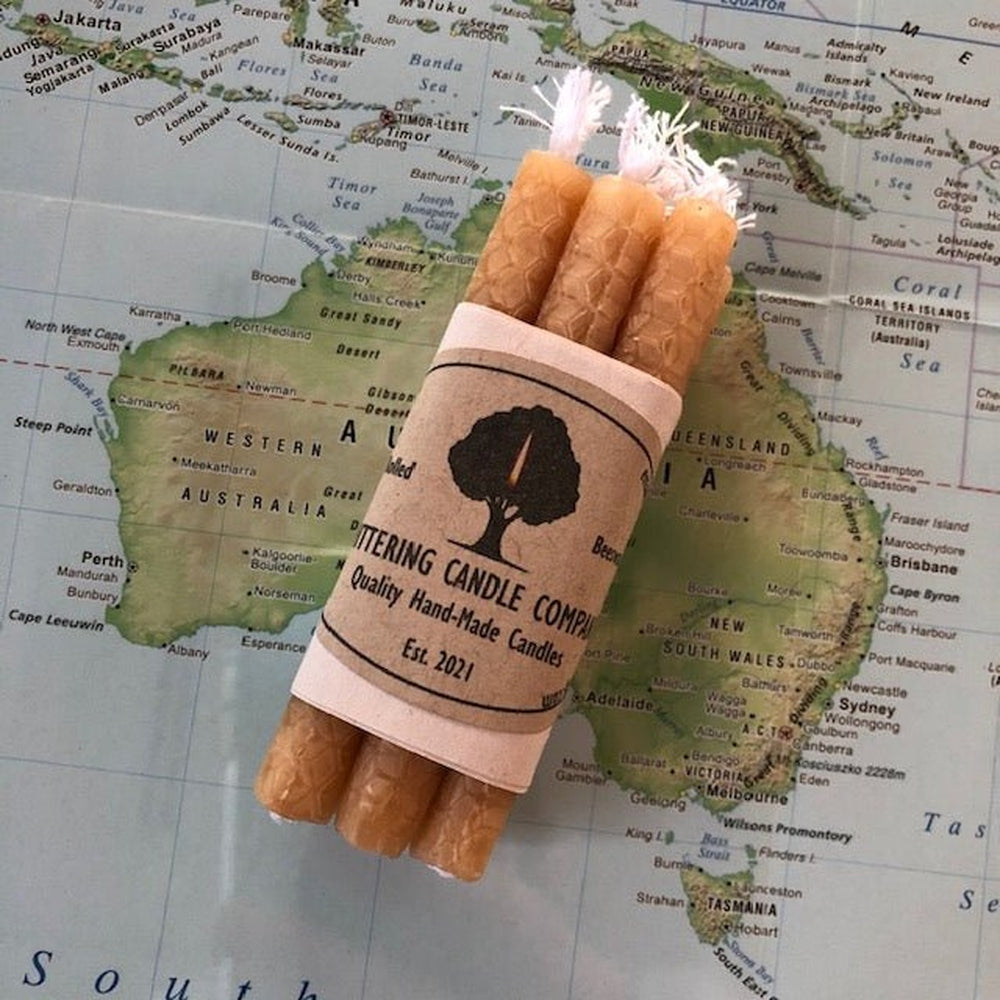 Bundle of 6 Beeswax Birthday Candles, from the Chittering Candle Company