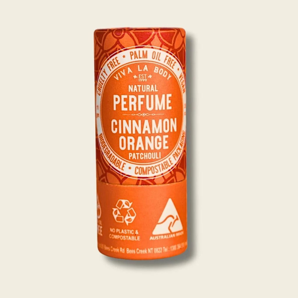 Cinnamon, Orange and Patchouli Natural Perfume Stick in Compostable Tube from Viva La Body, Urban Revolution.