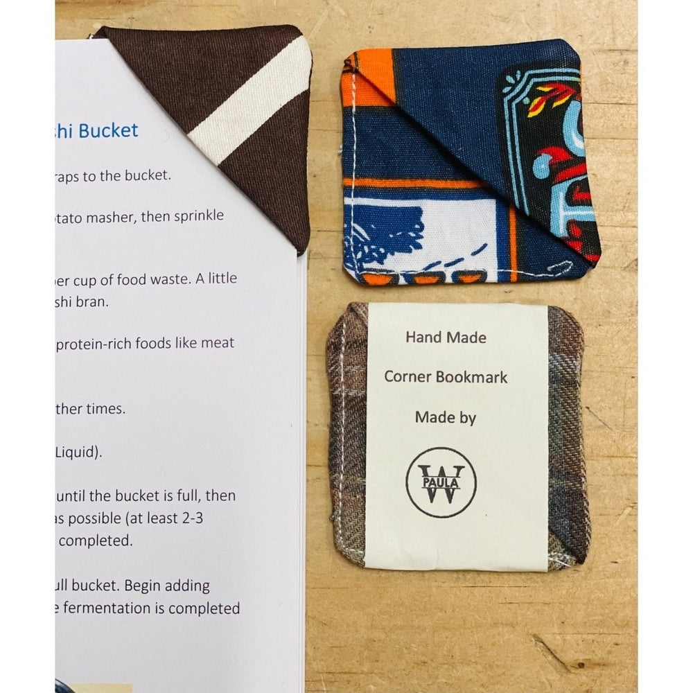 Corner Bookmark made by PaulaW from Upcycled Fabrics shown on book page
