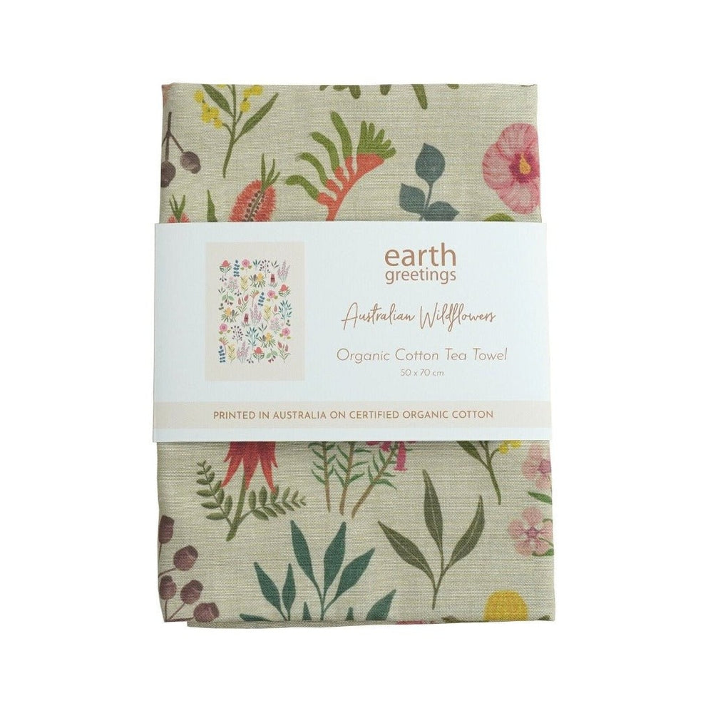 Earth Greetings 100% Organic Cotton Tea Towels - Australian Wildflowers