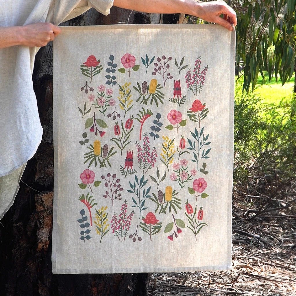 Earth Greetings 100% Organic Cotton Tea Towels - Australian Wildflowers