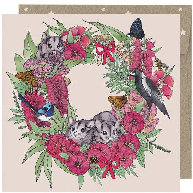 Earth Greetings Mini Xmas Card - Flourishing Wreath