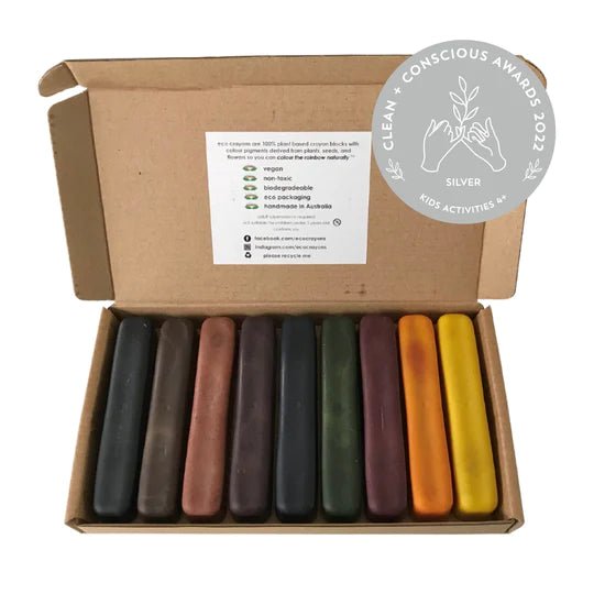 Award Winning Eco Crayons -  9pk Natural Colours