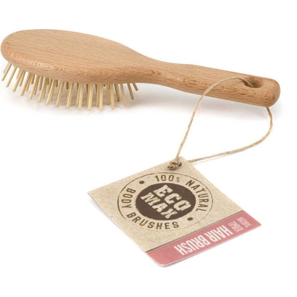 Natural Timber Hair Brush with Beech Wood Pins on a Natural Rubber Cushion