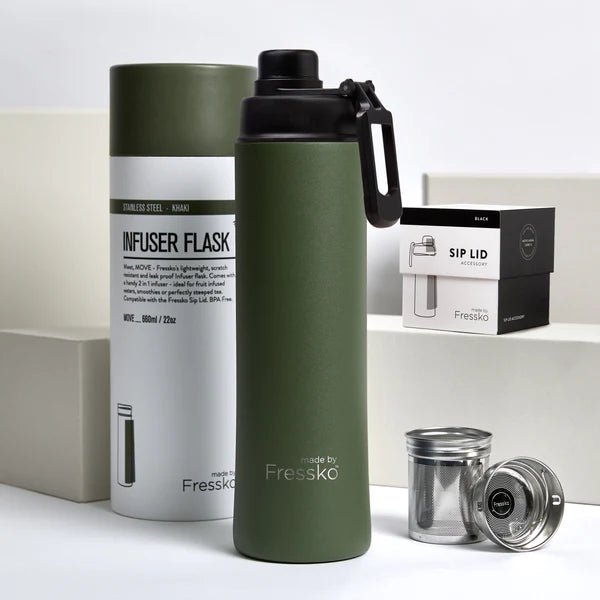 Fressko &quot;Move&quot; Insulated 660ml Flask with Infuser in Khaki, Urban Revolution.