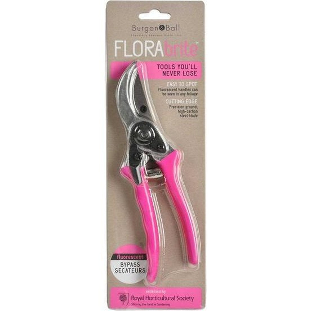 Florabrite Bypass Secateurs from Burgon and Ball, in Fluorescent Pink