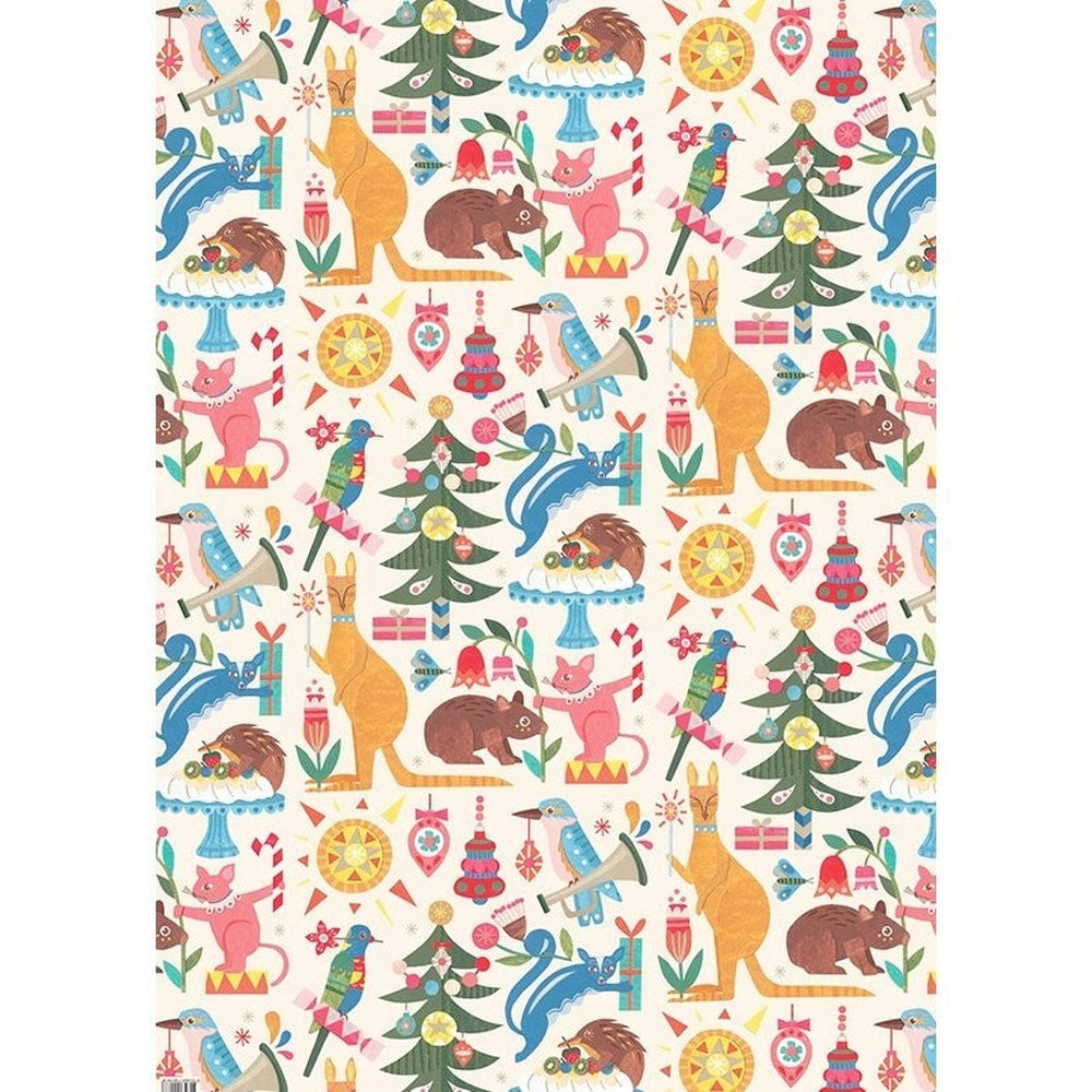 Earth Greetings Folded Wrap - Festive Fauna