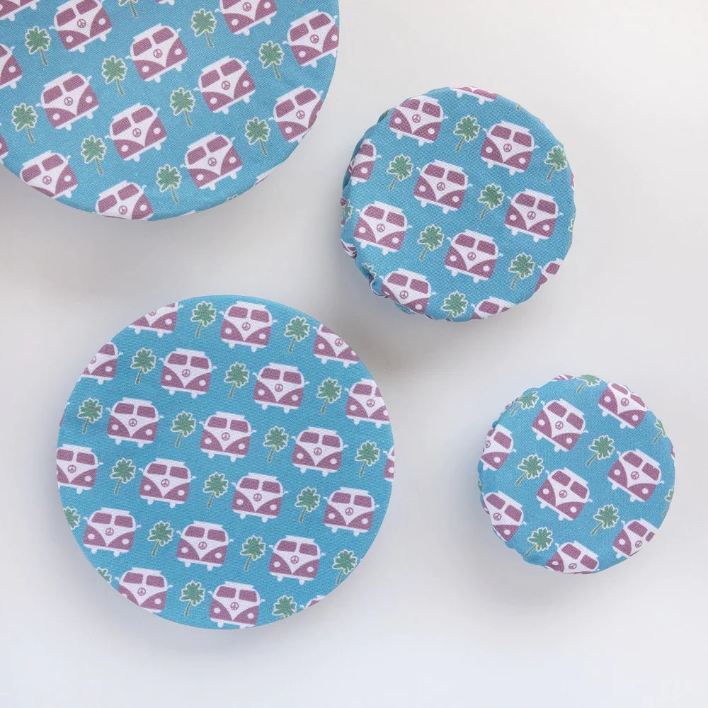 4MyEarth Set of 4 Food Covers in Kombie Vans Design, Covering Bowls - Urban Revolution.