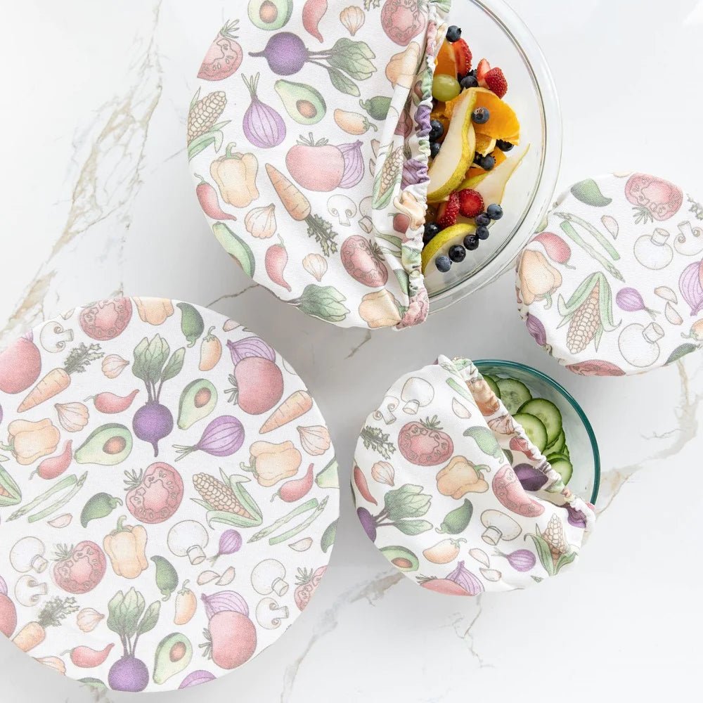 4MyEarth Set of 4 Food Covers in Veggie Design, Covering Bowls.