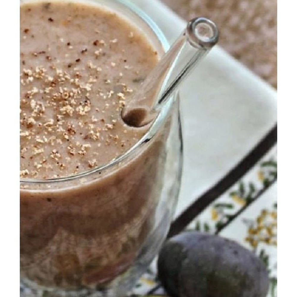 Glass Drinking Straw in iced coffee drink.