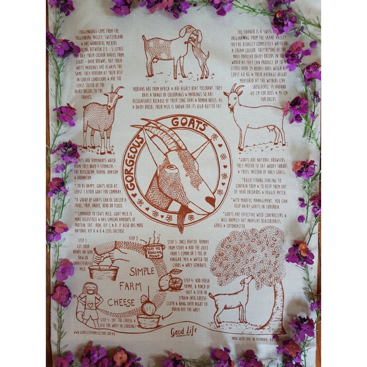 Permaculture Educational Tea Towels - Gorgeous Goats