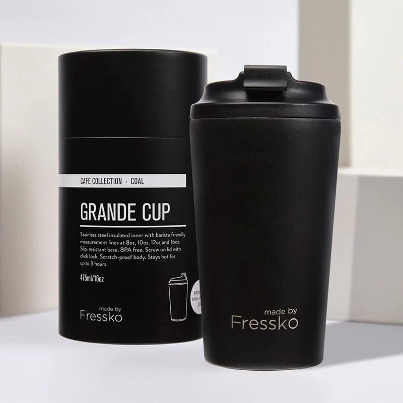 Grande Reusable Coffee Cup in Coal by Fressko, Urban Revolution.