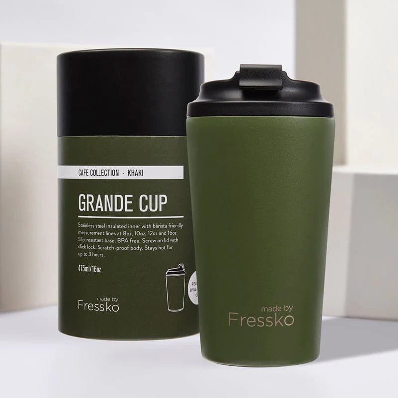 Grande Reusable Coffee Cup in Khaki by Fressko, Urban Revolution.