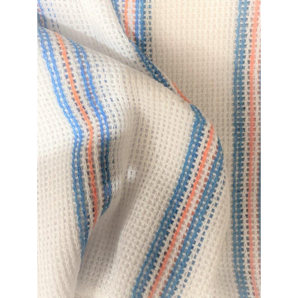 An All Purpose, Open Weave Cloth with Blue and Orange Stripes, from Heaven In Earth