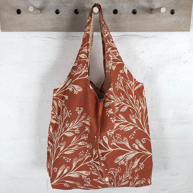 Hampi Shopping Bags - 100% Cotton Screen-Printed Machine Washable Turmeric Olive Branch