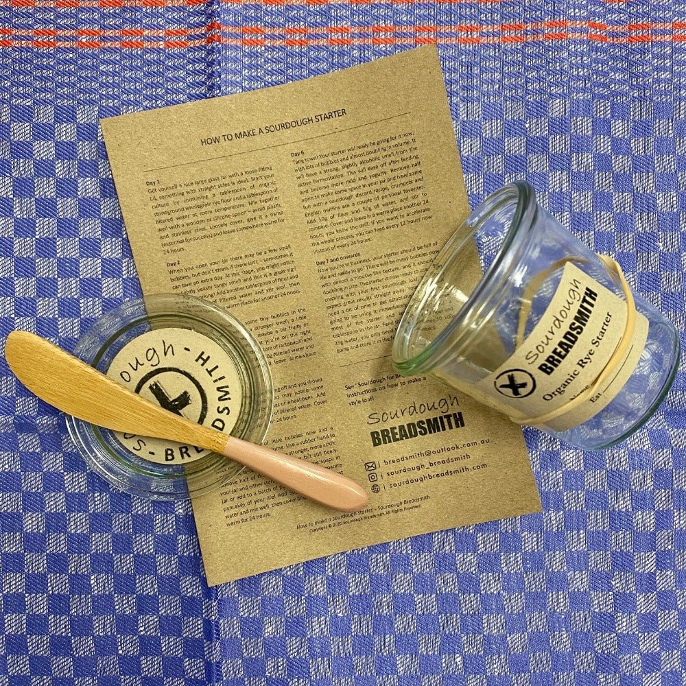 Sourdough Breadsmith Glass Jar Sourdough Starter Kit with Wooden Spatula and Instructions