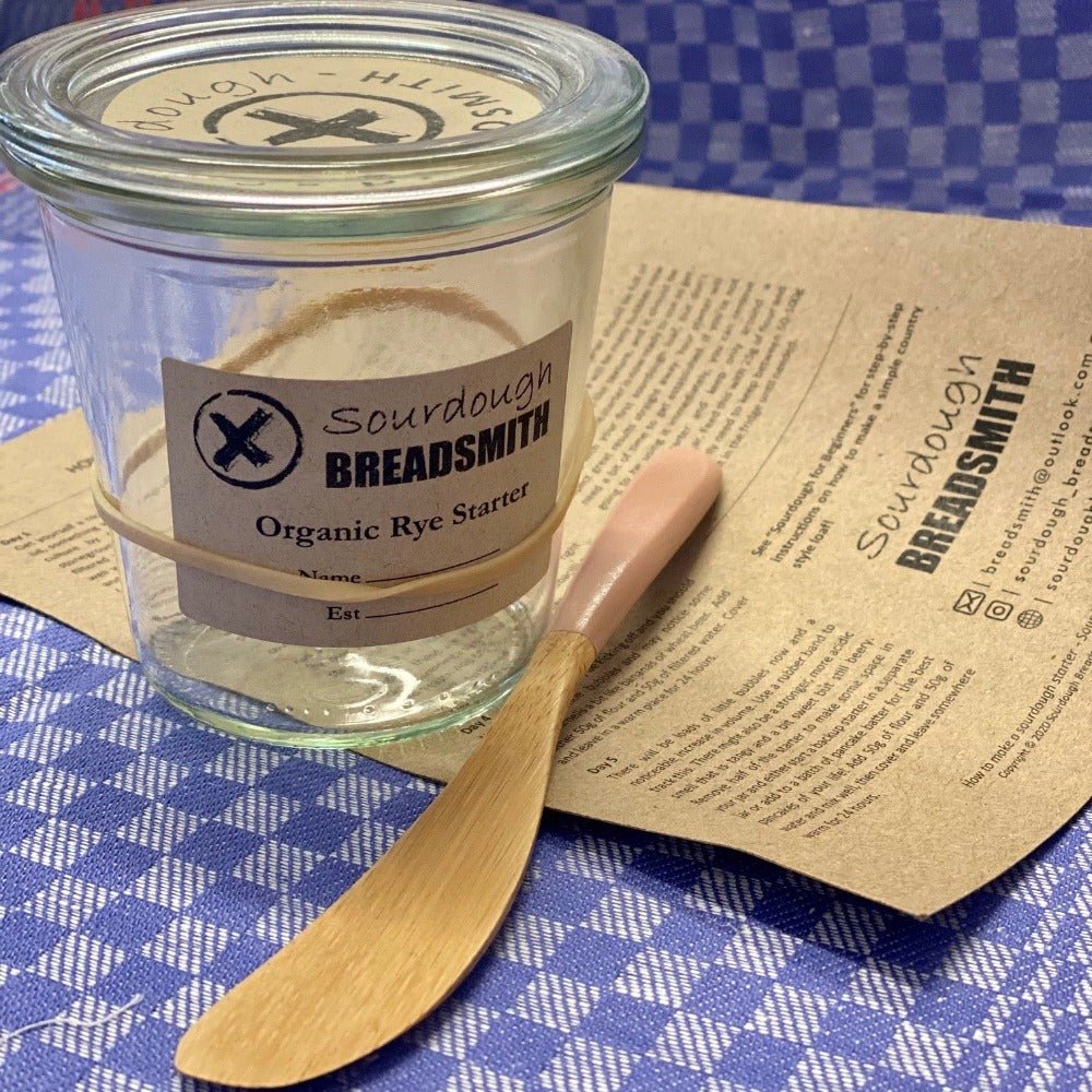 Sourdough Breadsmith Glass Jar Sourdough Starter Kit with Wooden Spatula and Instructions