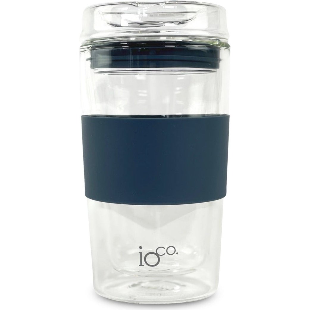 IOco 12oz Glass Coffee Traveller Cup - Midnight Blue