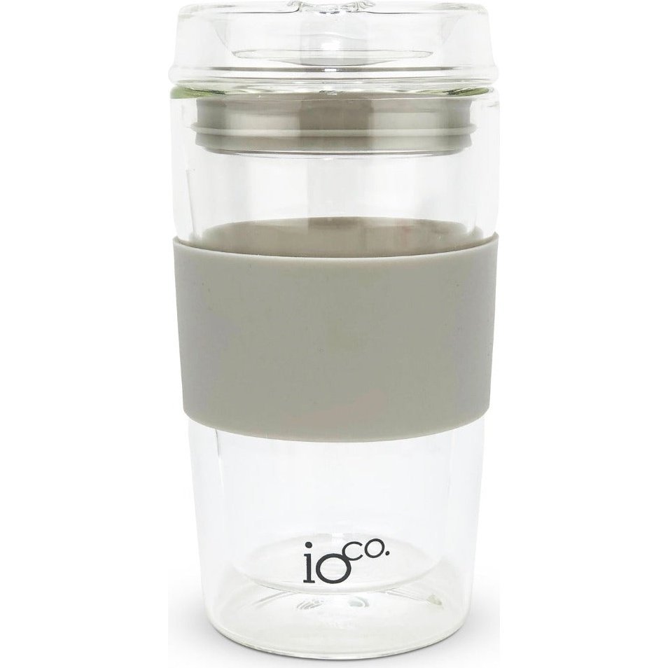 IOco 12oz Glass Coffee Traveller Cup - Warm Latte