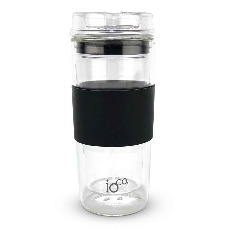 IOco 16oz Glass Coffee Traveller Cup - Black.
