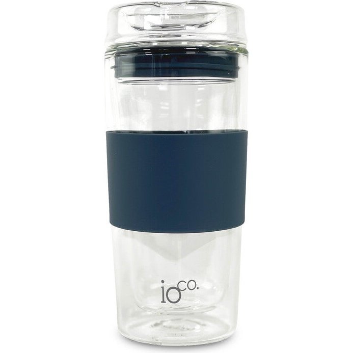IOco 16oz Glass Coffee Traveller Cup - Midnight Blue