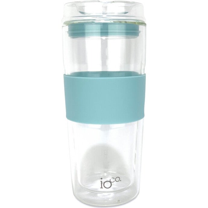IOco 16oz Glass Coffee Traveller Cup - Ocean Blue