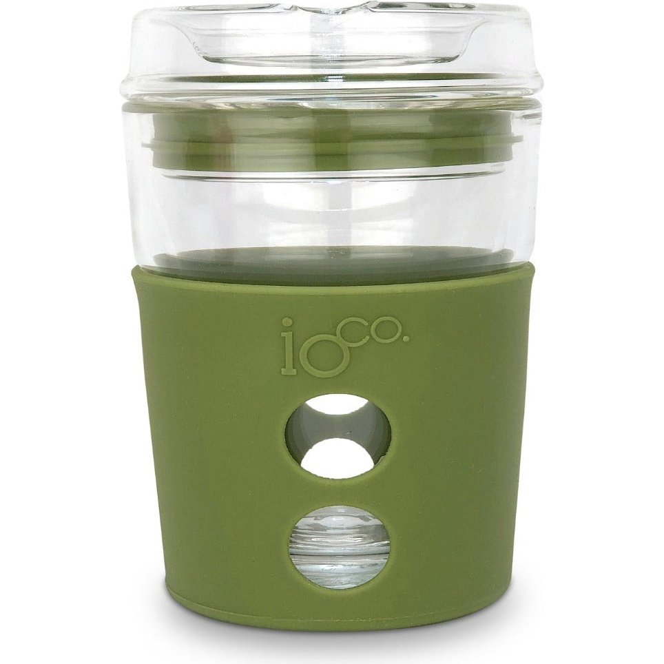 IOco 8oz Reusable Glass Coffee Cup - Olive Green