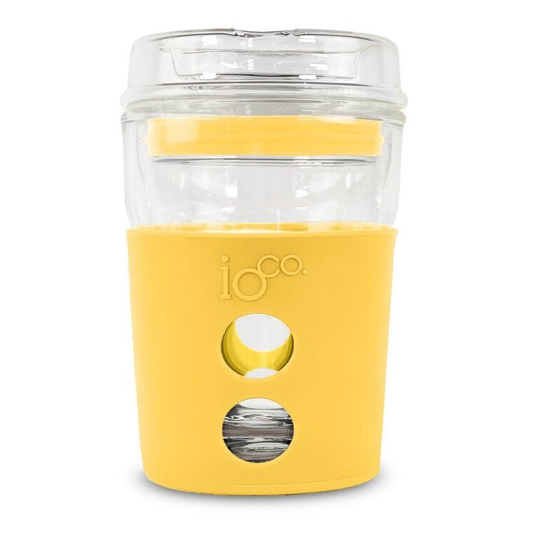 IOco 8oz Reusable Glass Coffee Cup - Sunny Yellow