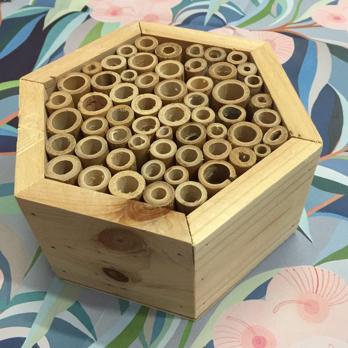 Hexagonal Insect Hotel with Bamboo Tubes