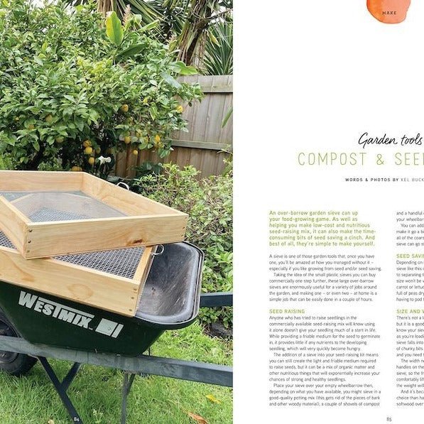 Pip Magazine Inside Spread Page 84-85 - Make a Wheelbarrow Compost Sieve
