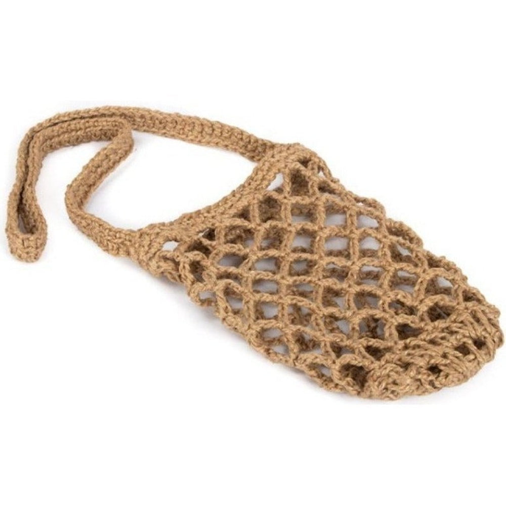 Jute Crochet Pouch for Bottles Expandable Natural Color