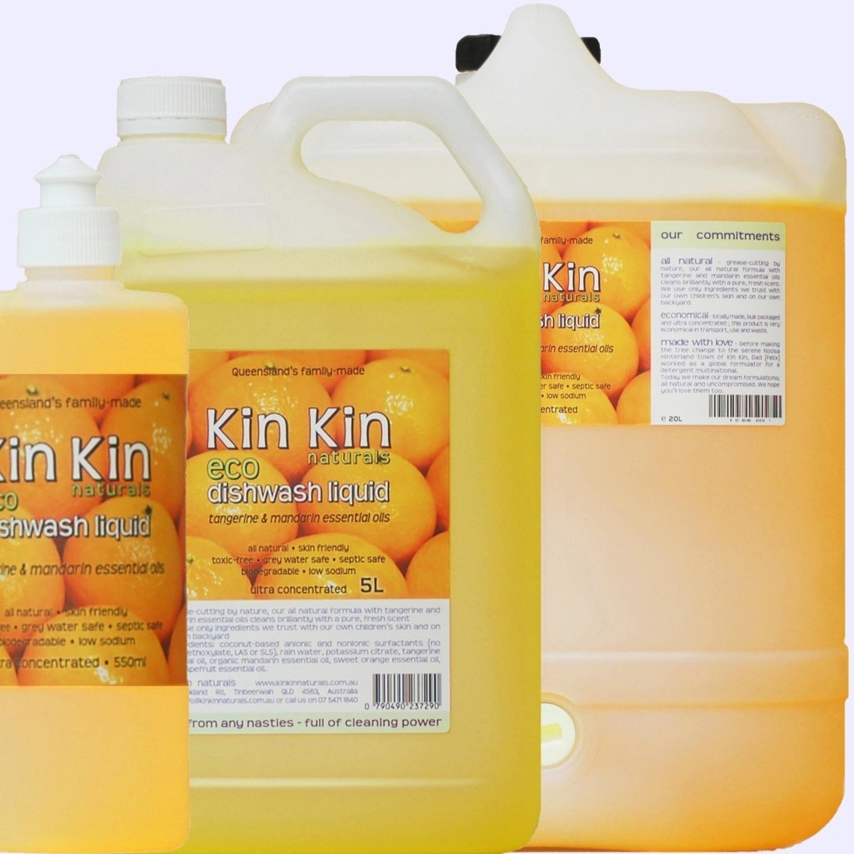 Kin Kin Naturals Dishwashing Liquid Bulk Refill Drums in Tangerine & Mandarin, Urban Revolution.